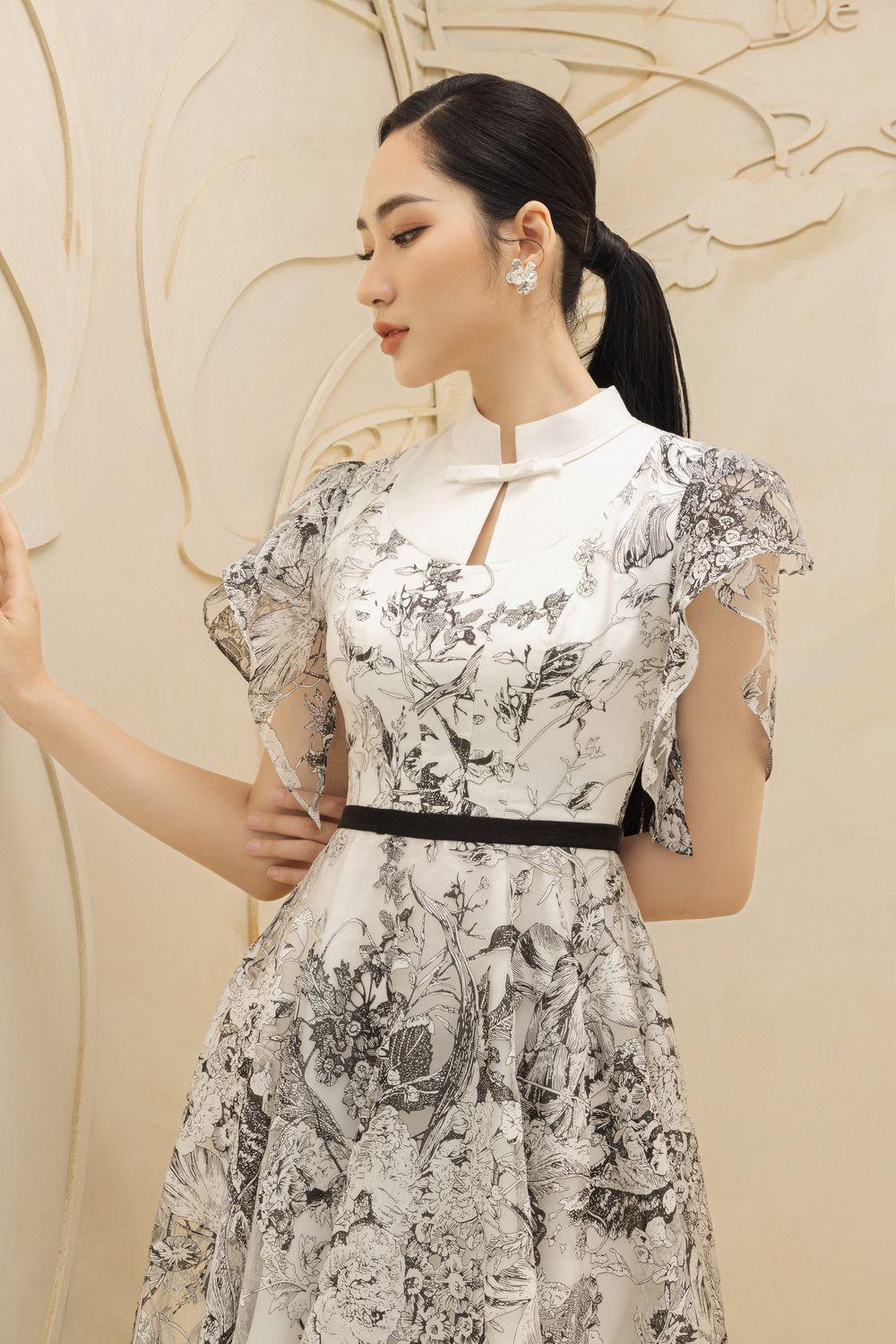 AMÉLIE A-LINE ORGANZA MIDI RUFFLE SLEEVE DRESS