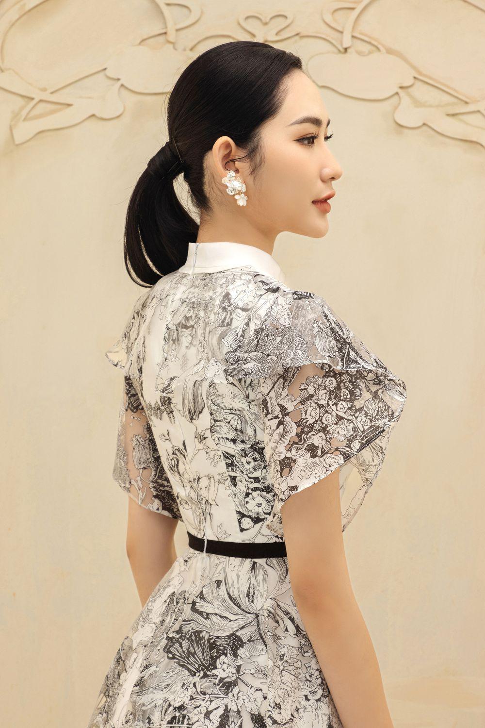 AMÉLIE A-LINE ORGANZA MIDI RUFFLE SLEEVE DRESS