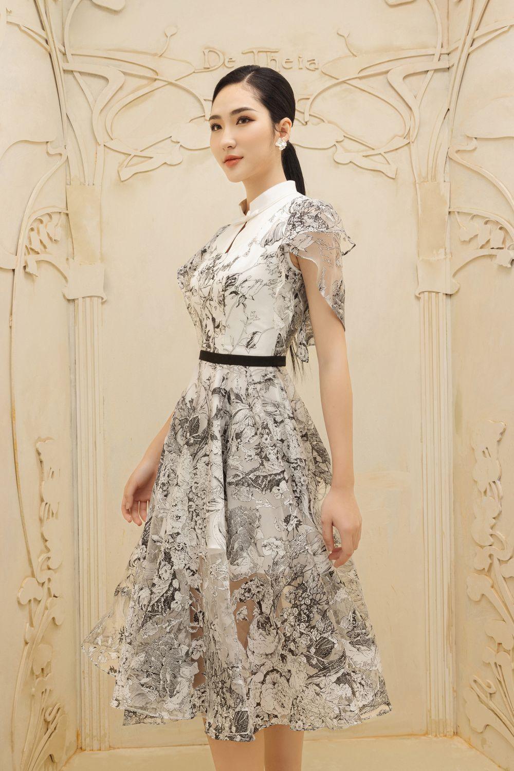 AMÉLIE A-LINE ORGANZA MIDI RUFFLE SLEEVE DRESS