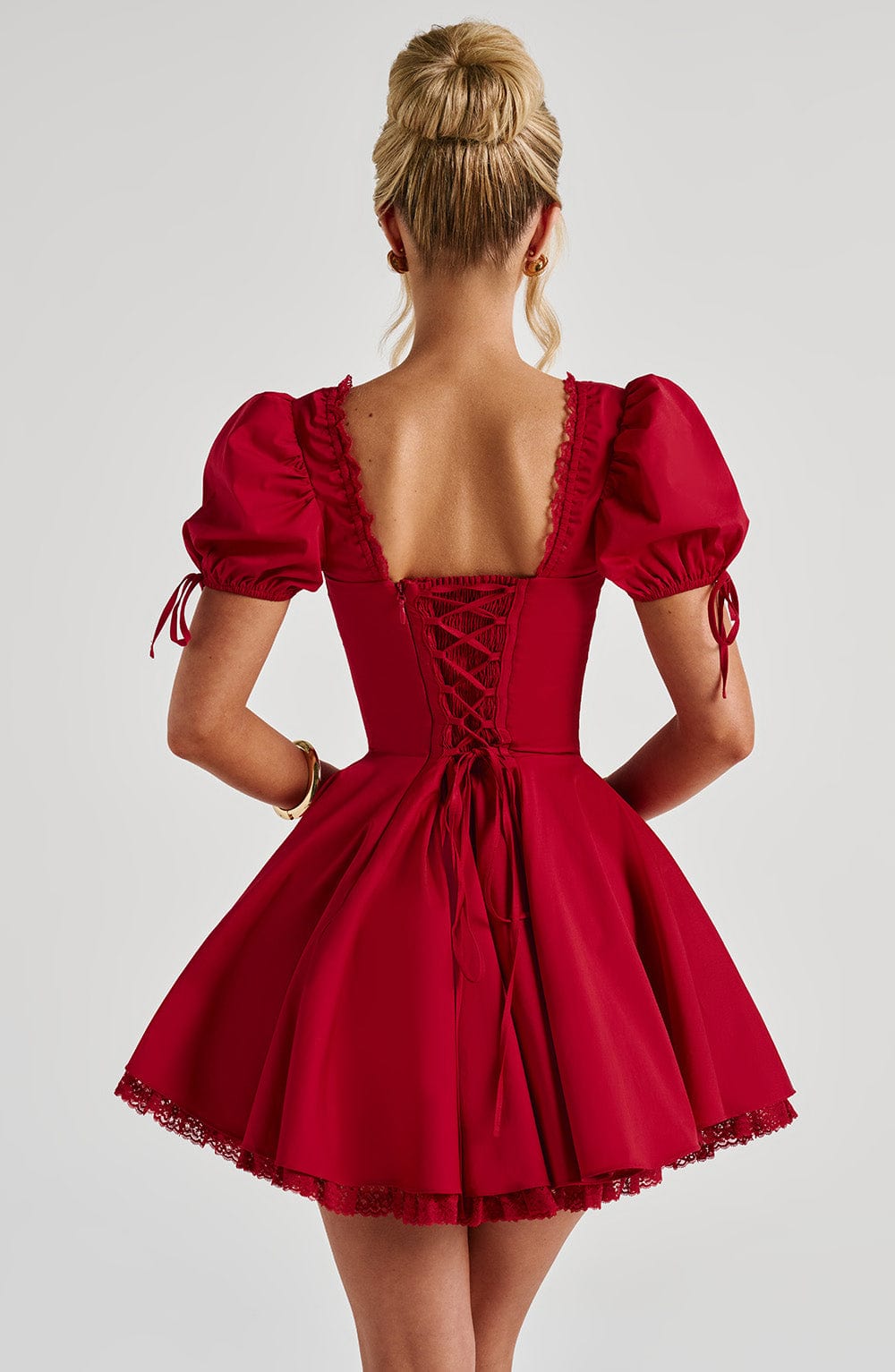 ANNIE MINI DRESS RED - SATIN COCKTAIL PARTY