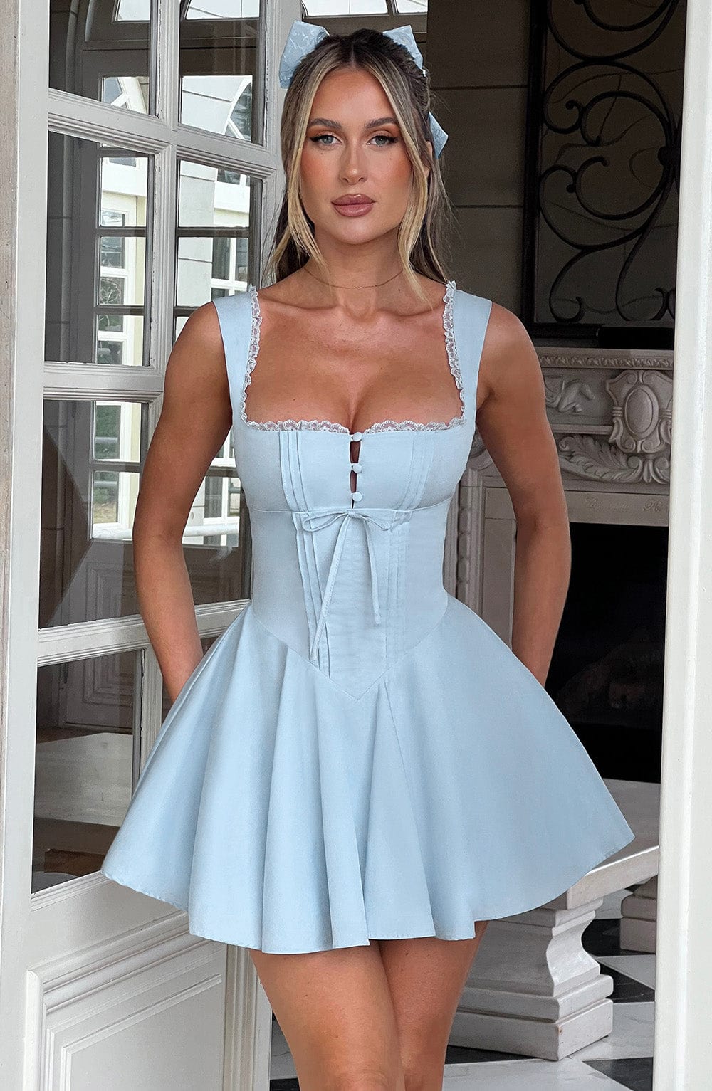 ANTONELLA BLUE MINI DRESS FOR COCKTAIL PARTY