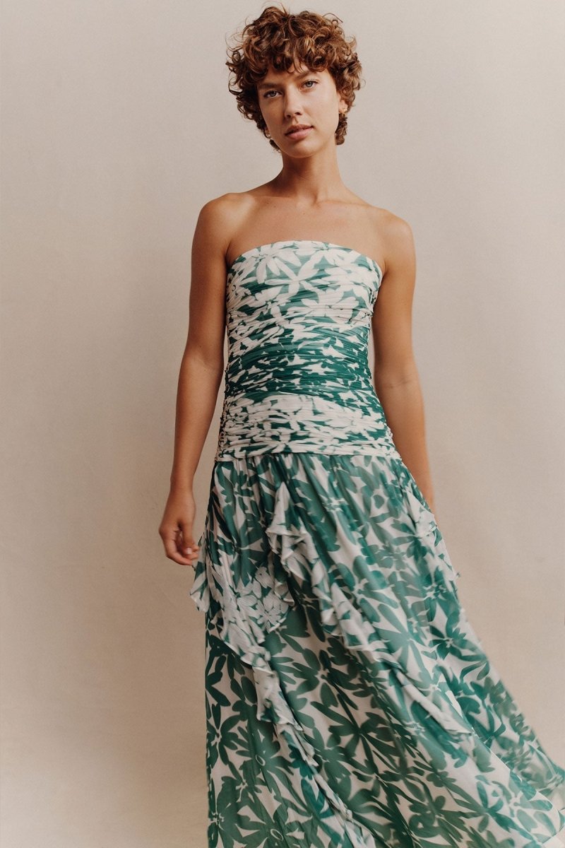 ANTONIA PRINTED STRAPLESS MAXI DRESS FOR WEDDING