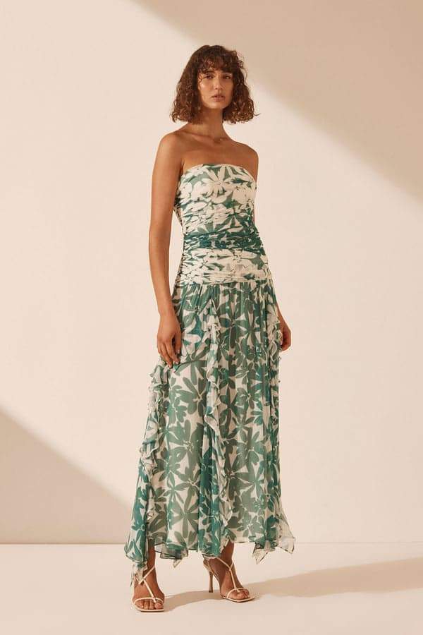 ANTONIA PRINTED STRAPLESS MAXI DRESS FOR WEDDING