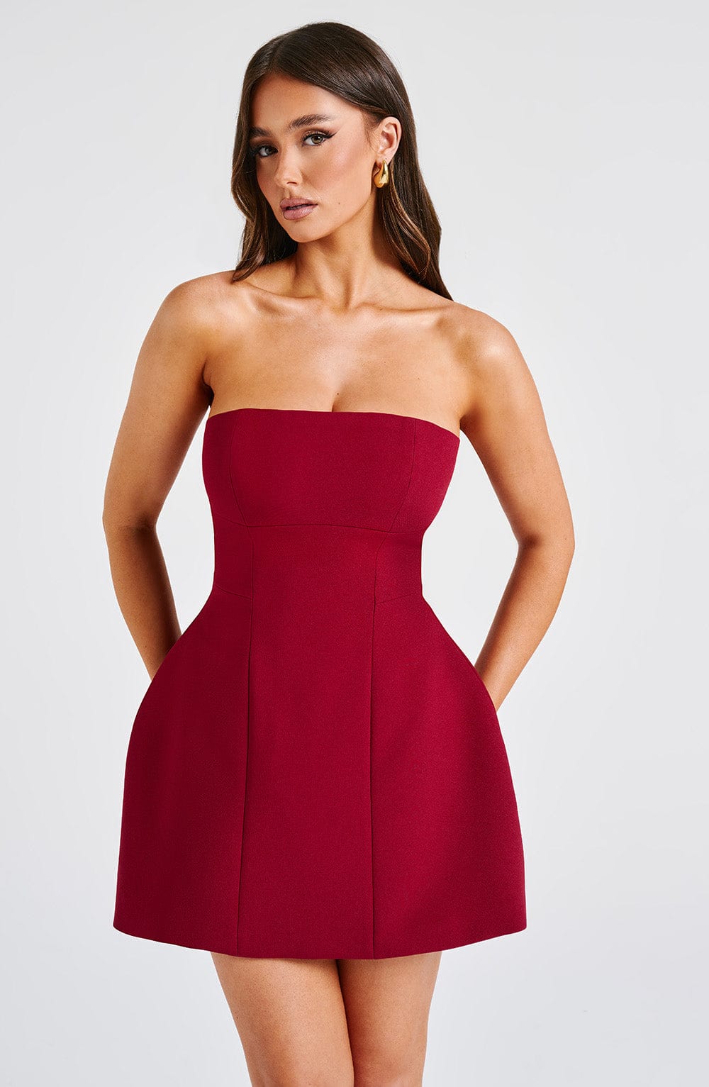 ASHA MINI DRESS WINE WEDDING GUEST