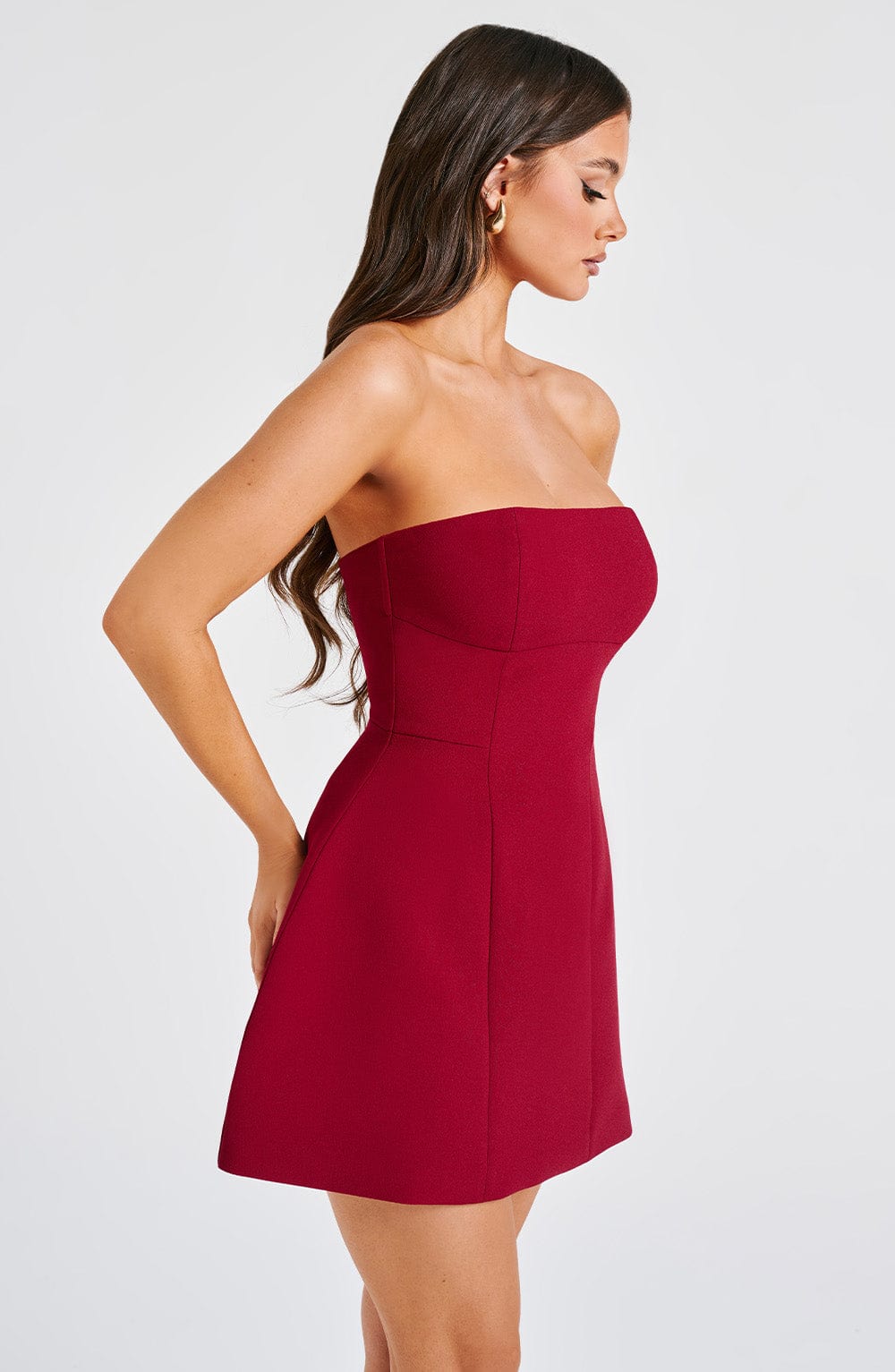 ASHA MINI DRESS WINE WEDDING GUEST