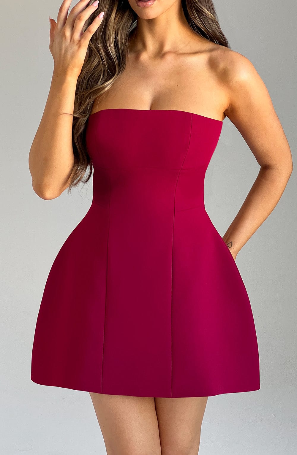ASHA MINI DRESS WINE WEDDING GUEST