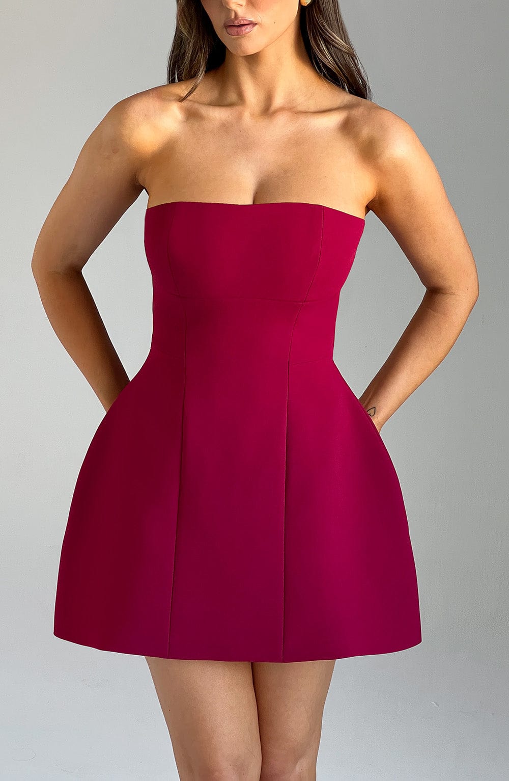 ASHA MINI DRESS WINE WEDDING GUEST