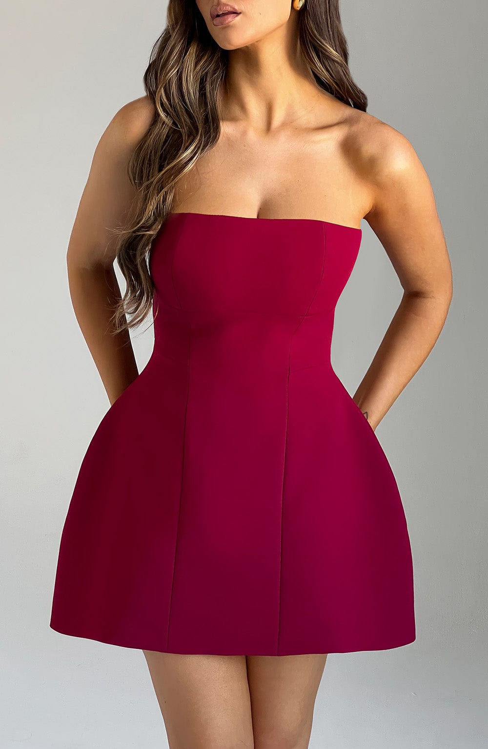 ASHA MINI DRESS WINE WEDDING GUEST