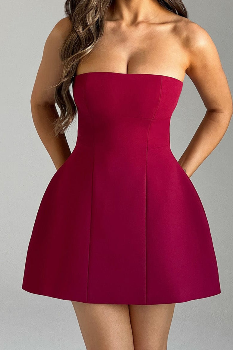 ASHA MINI DRESS WINE WEDDING GUEST