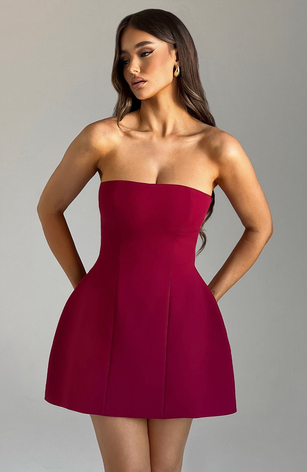 ASHA MINI DRESS WINE WEDDING GUEST