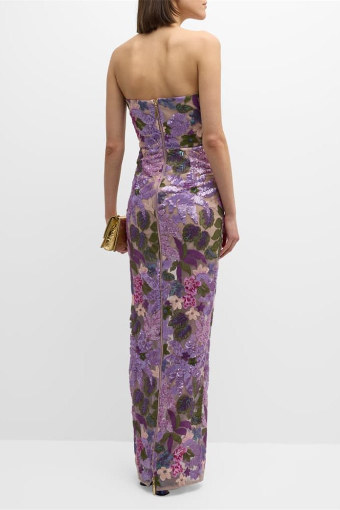 AURORA FLORAL STRAPLESS MAXI DRESS - FORMAL