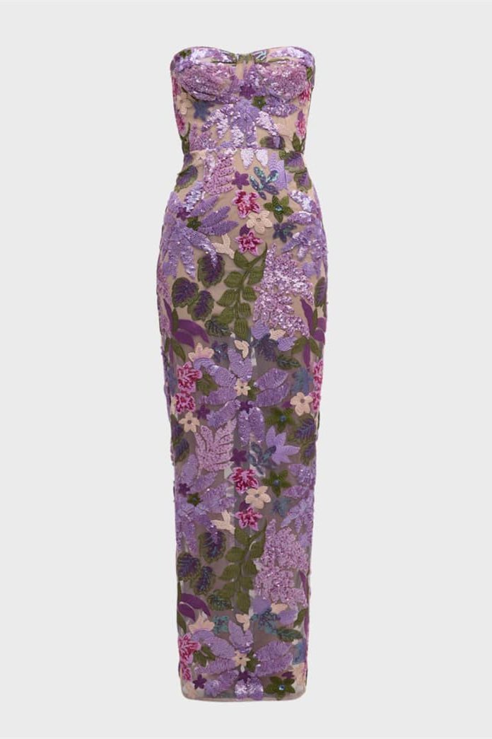 AURORA FLORAL STRAPLESS MAXI DRESS - FORMAL