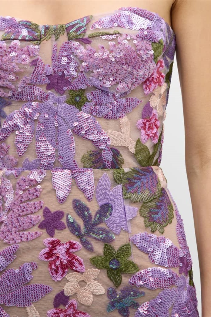 AURORA FLORAL STRAPLESS MAXI DRESS - FORMAL
