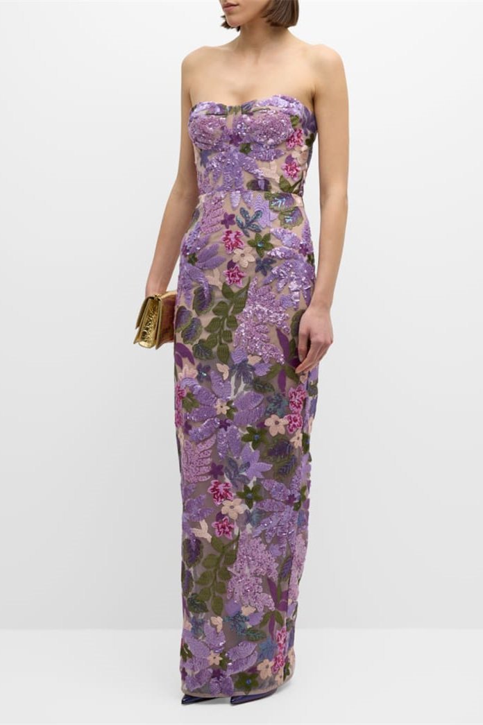 AURORA FLORAL STRAPLESS MAXI DRESS - FORMAL
