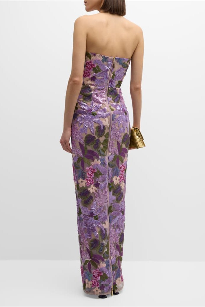 AURORA FLORAL STRAPLESS MAXI DRESS - FORMAL