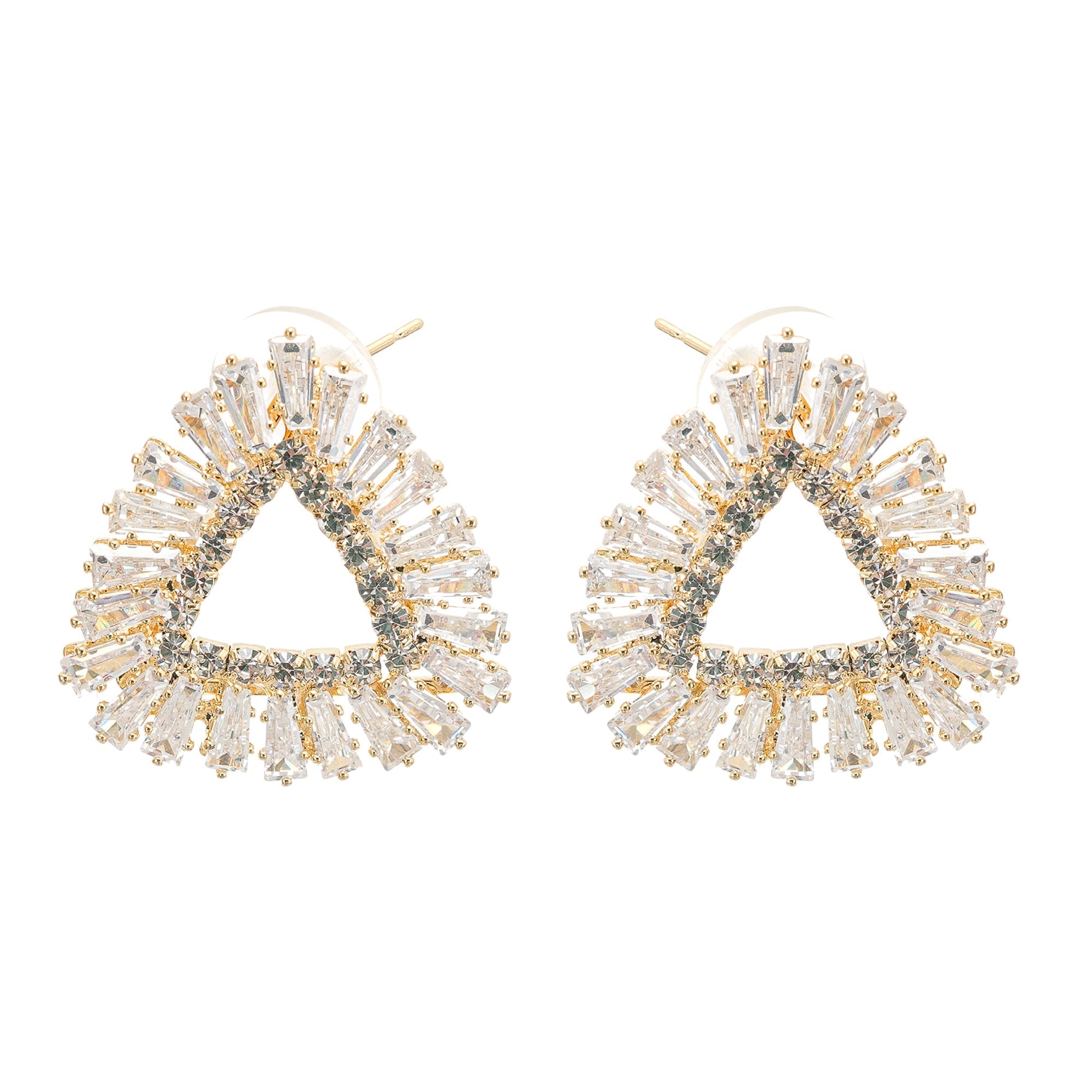 CRYSTAL TRIANGLE HOOP EARRINGS FOR WEDDING PARTY