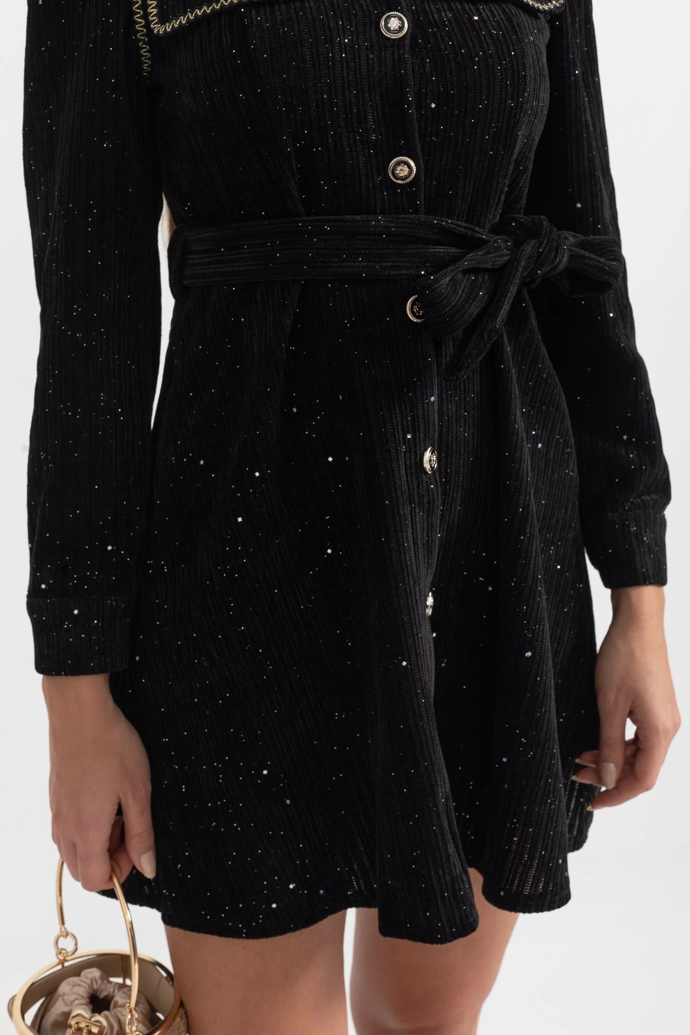 VENUS BLACK RIBBED BODYCON DRESS WITH CONTRAST STITCHING