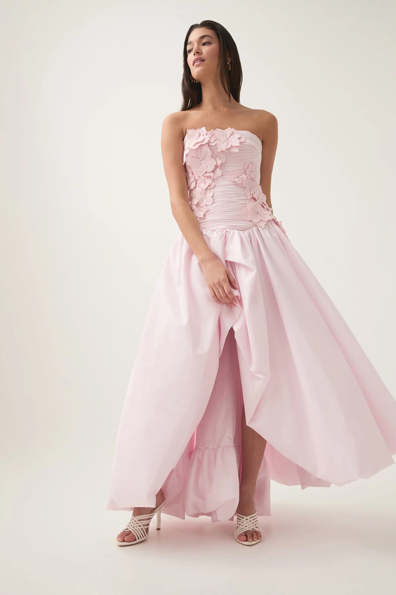 NANCY PASTEL PINK BUBBLE HEM MAXI DRESS