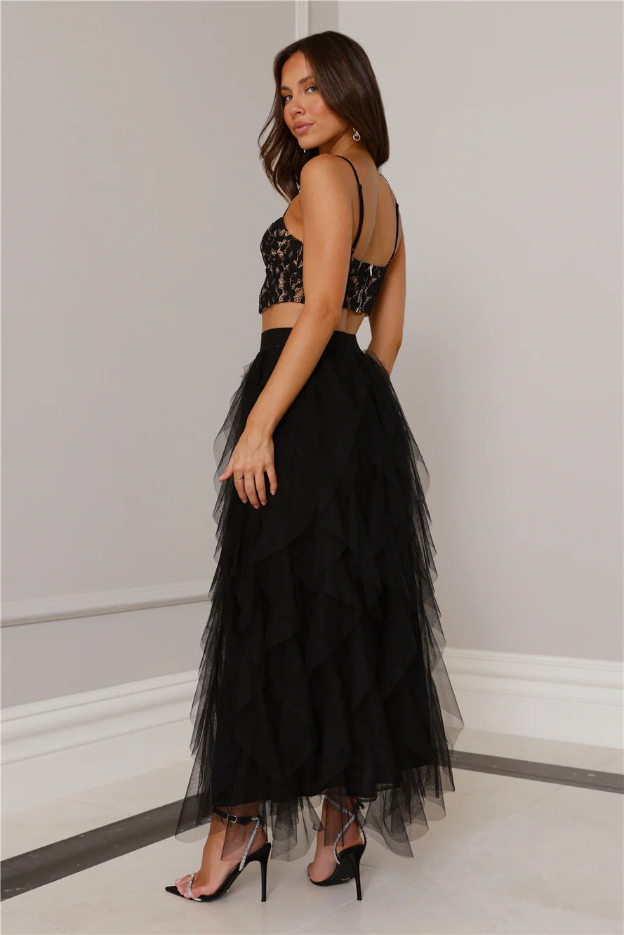 BLACK LACE TULLE SET – ELEGANT PARTY OUTFIT
