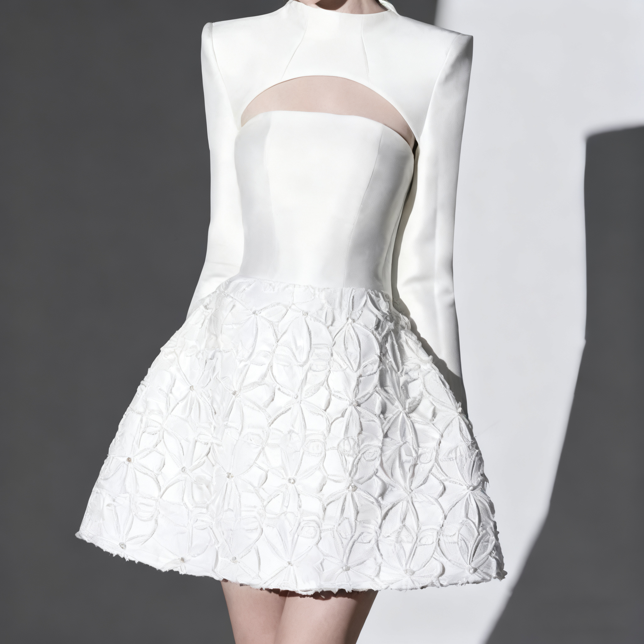 WHITE EMBELLISHED STRAPLESS MINI PARTY DRESS