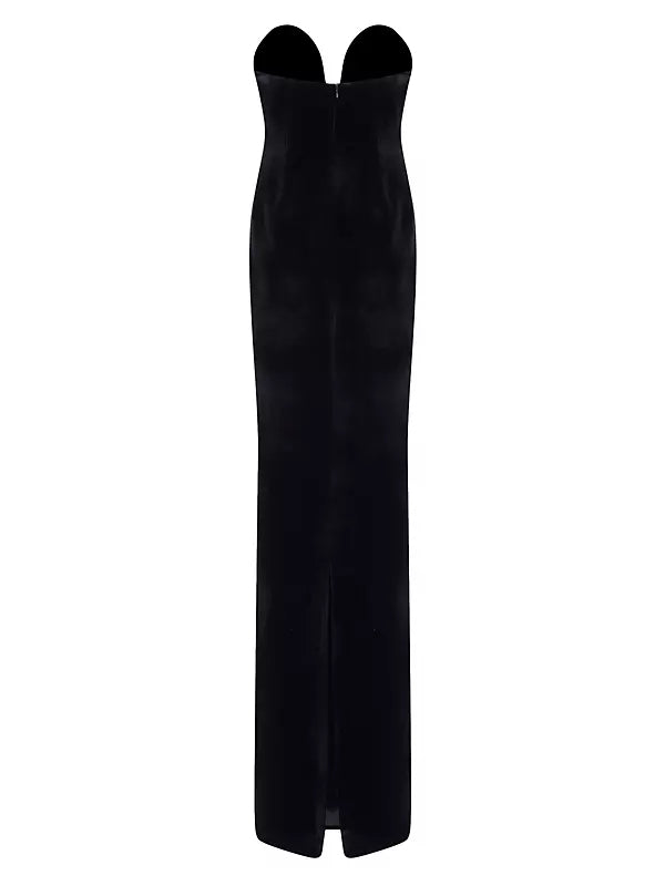 HERMOSA SILK STRAPLESS BOW GOWN BLACK