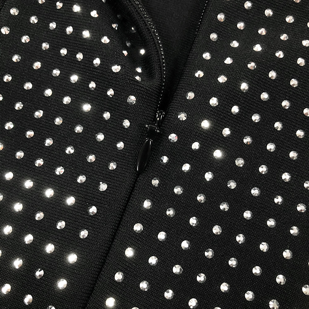 RHINESTONE BLACK MAXI DRESS FOR EVENING