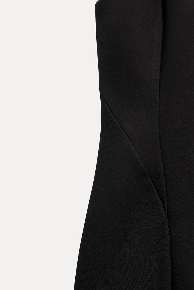 VELVET BOW MINI DRESS BLACK COCKTAIL PARTY