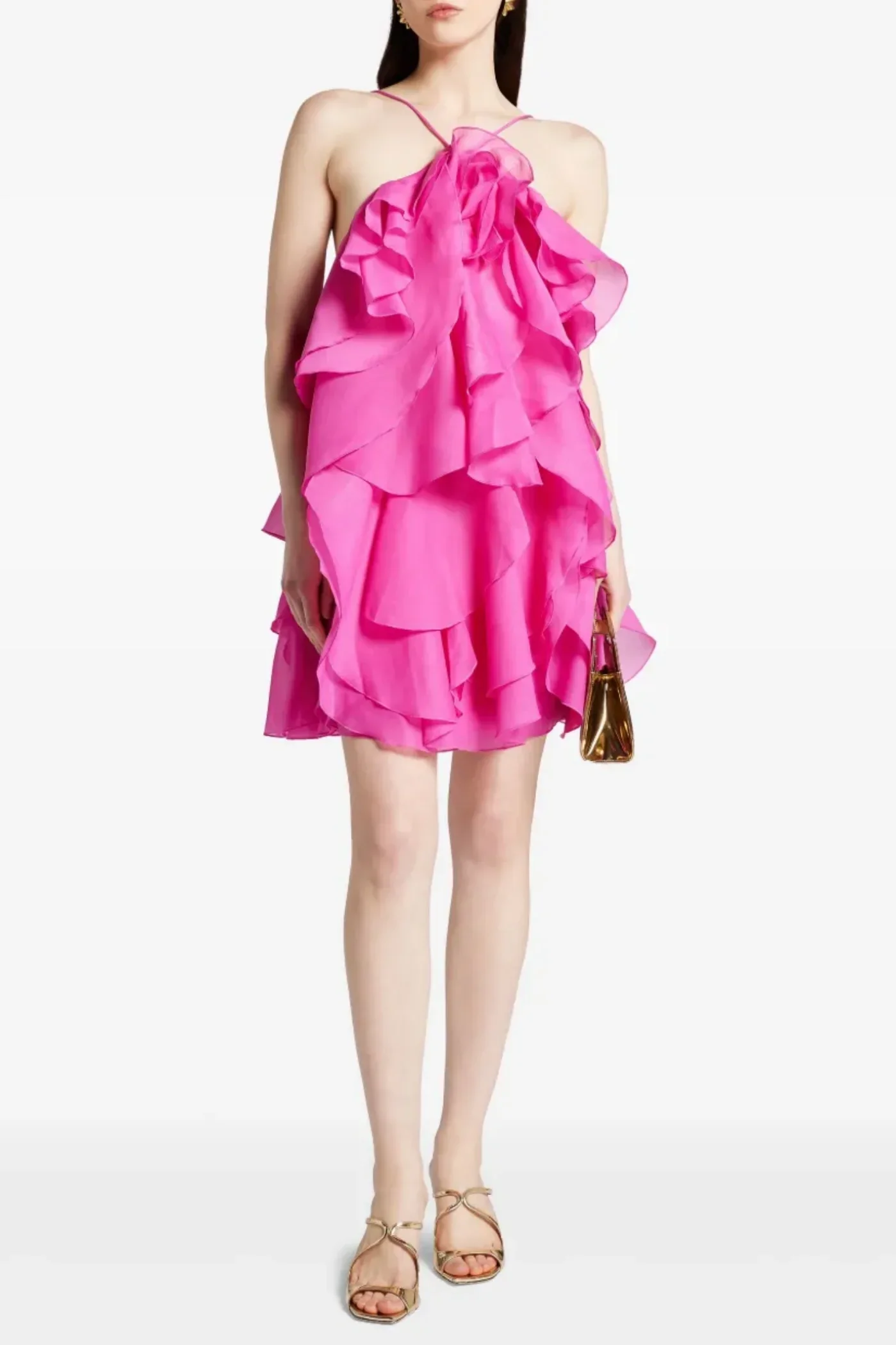 ba02d647-19c4-4a19-83eb-d65cc24c7bd0 LORRAINE HALTER FLORAL MINI DRESS, FUCHSIA PARTY