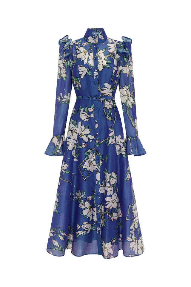 FLORAL BUTTERFLY SLEEVE MAXI DRESS, MIDNIGHT BLUE