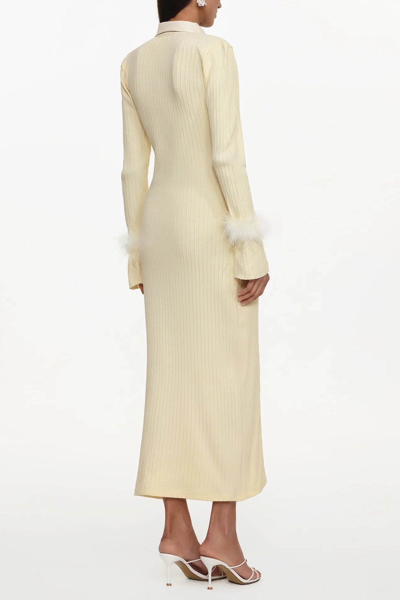 IRMA YELLOW FEATHER KNIT MAXI DRESS