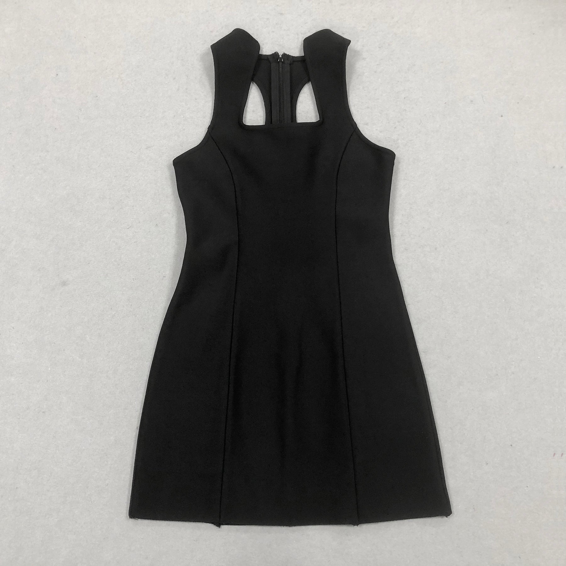 BANDAGE MINI DRESS, SLEEVELESS COLLARLESS BLACK COCKTAIL