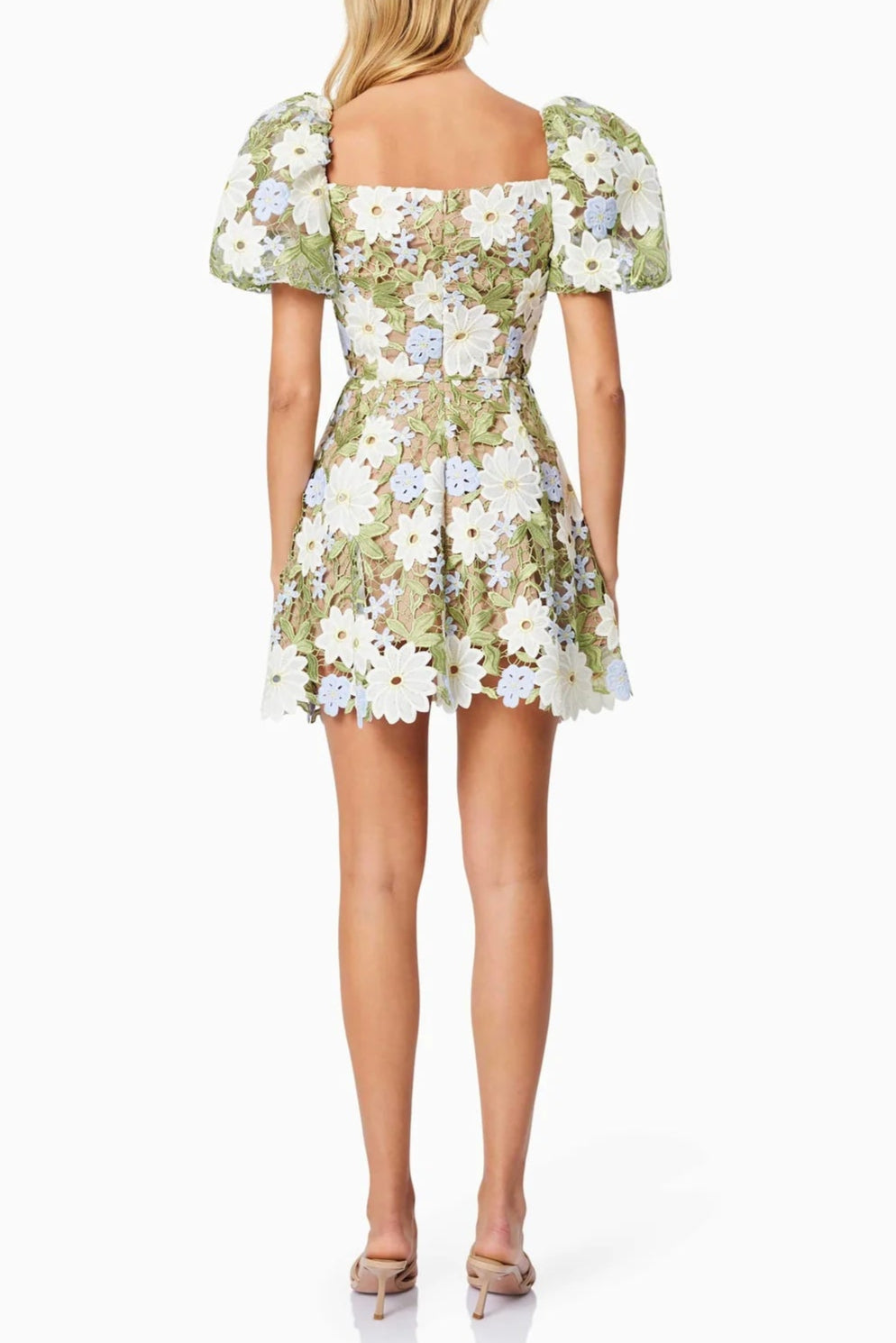REBECCA GREEN LACE MINI DRESS FOR WEDDING GUEST