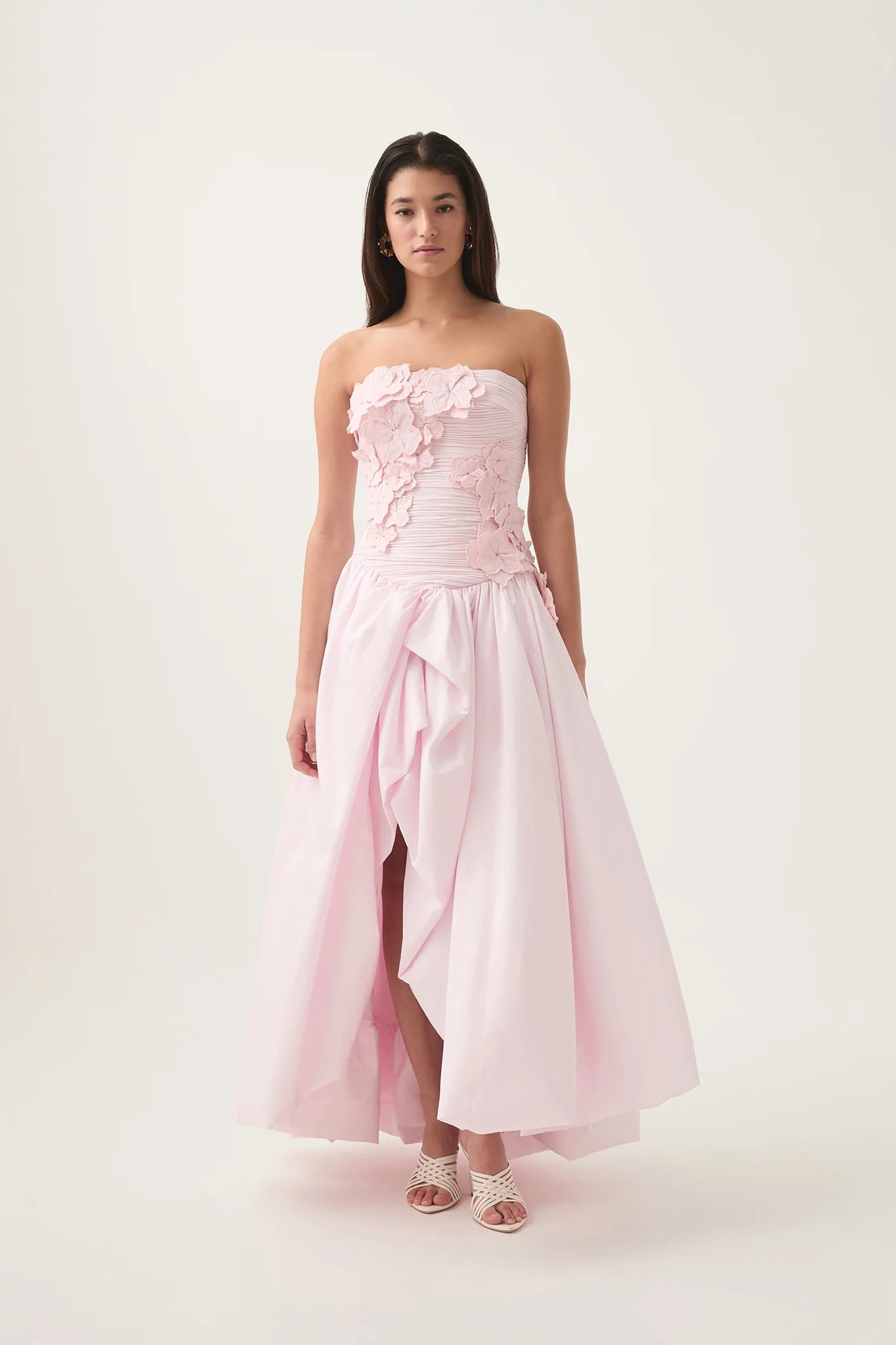 NANCY PASTEL PINK BUBBLE HEM MAXI DRESS