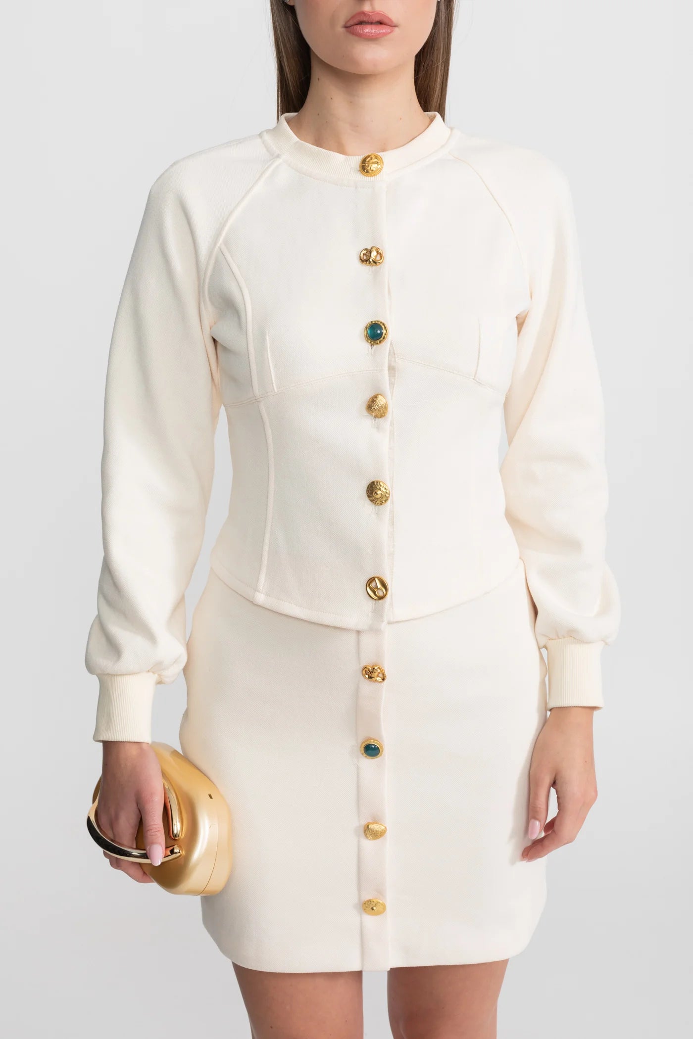 IVOIRE EMBELLISHED BUTTON CO-ORD SET – WEDDING GUEST