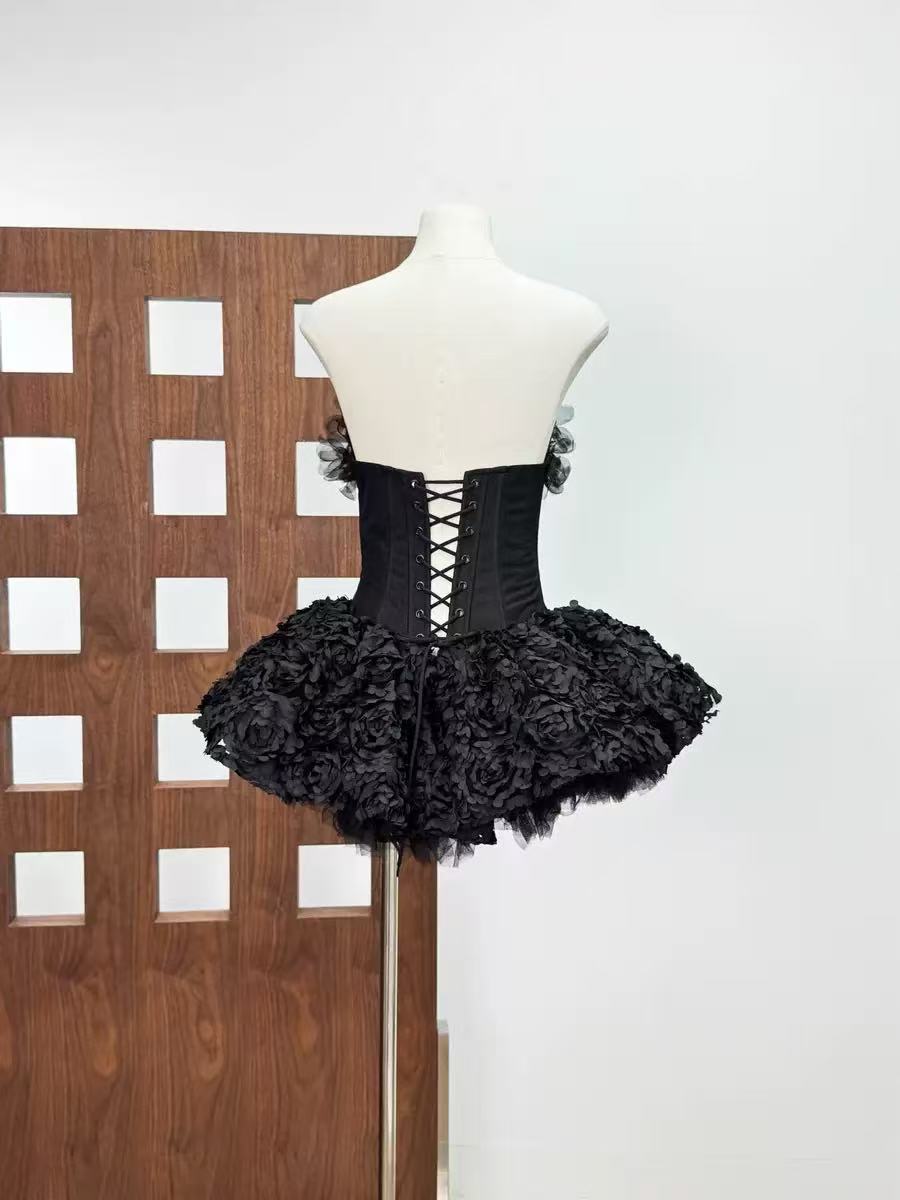 STRAPLESS FLORAL CORSET A-LINE DRESS