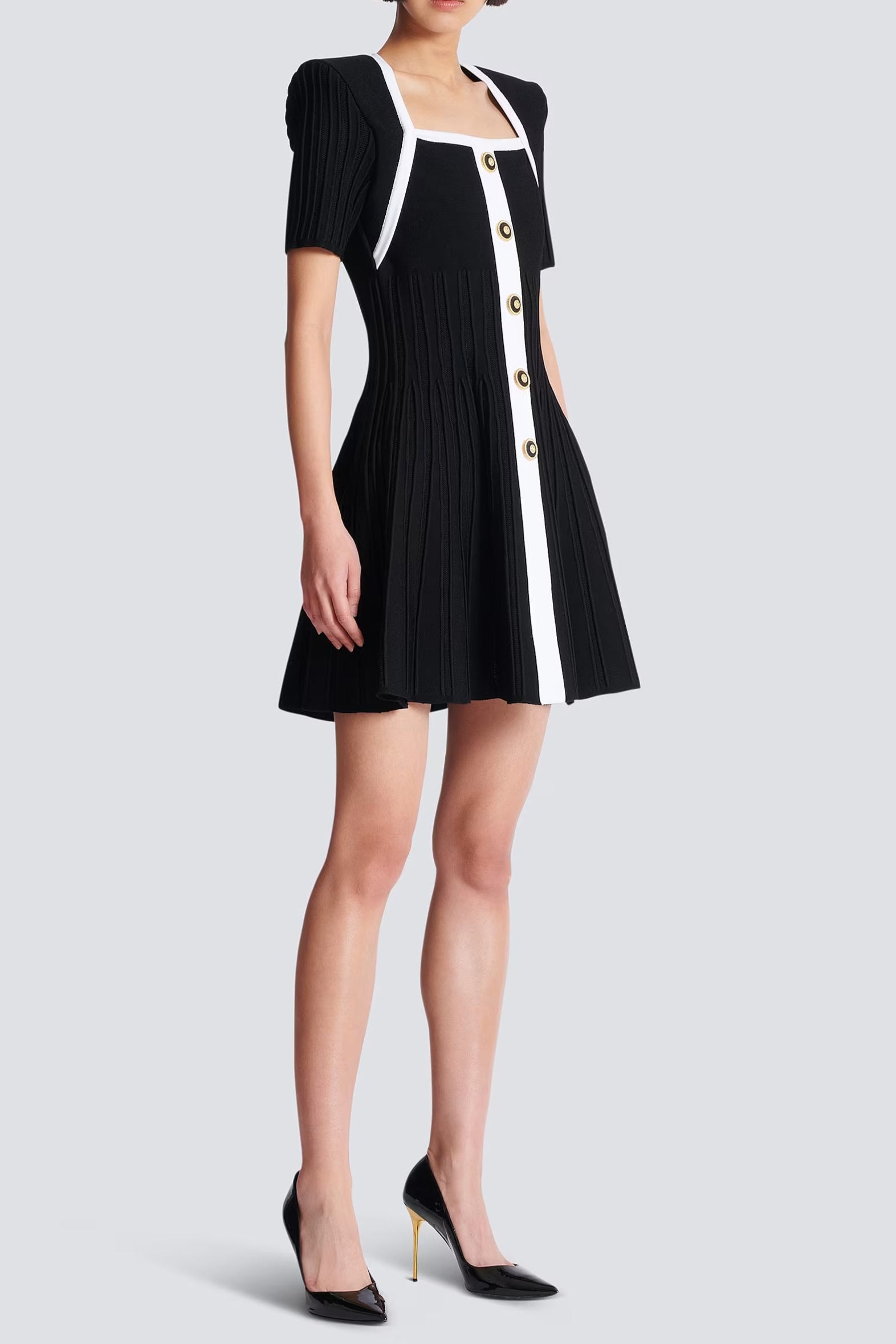 TWO-TONE A-LINE KNIT DRESS FOR WORK