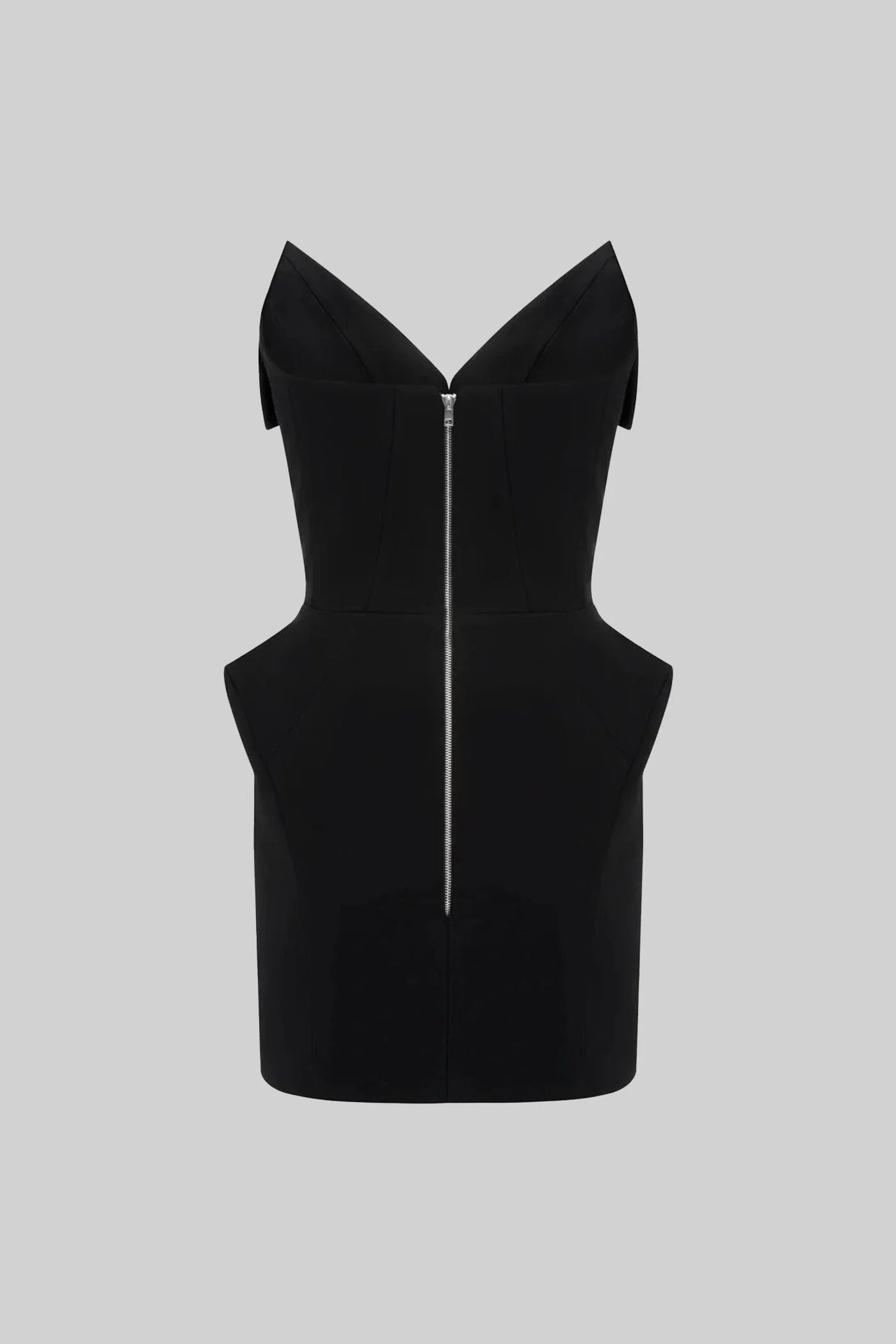 LAURA FOLDED COLLAR CORSET MINI DRESS BLACK