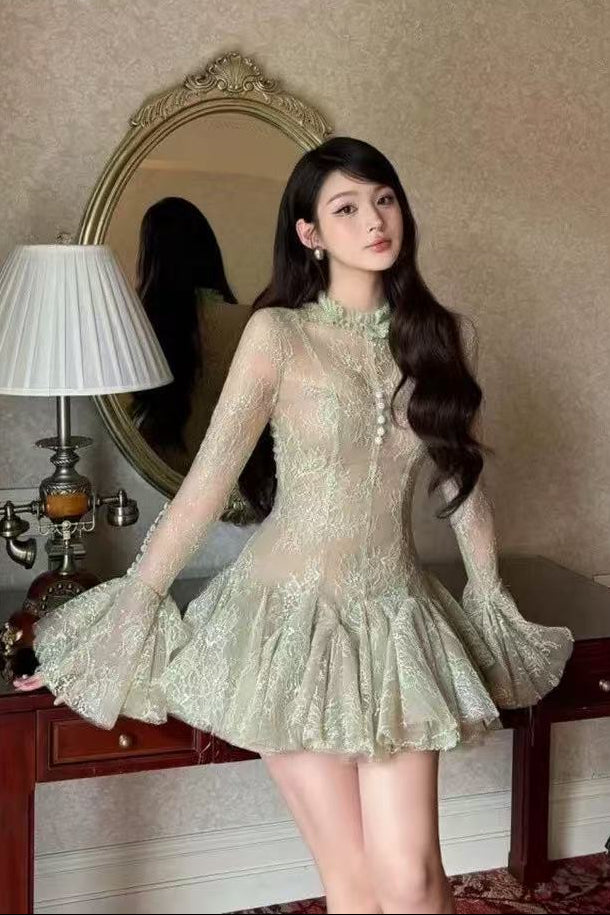 EMBROIDERED FLARED MINI DRESS FOR PARTY