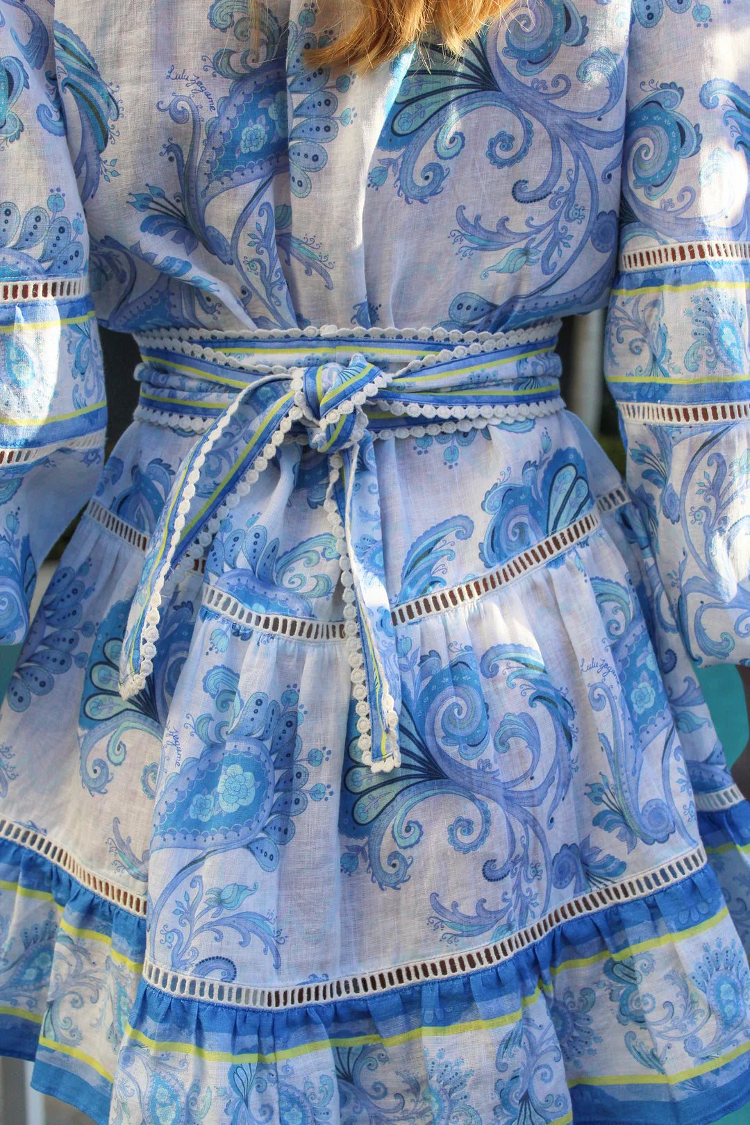 VICKY FLORAL PUFF SLEEVE MINI DRESS BLUE