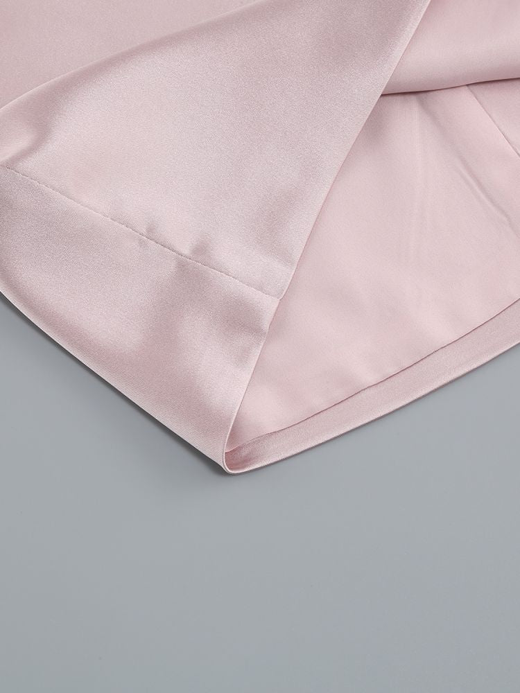 SATIN CROSSOVER CUTOUT MINI DRESS PINK