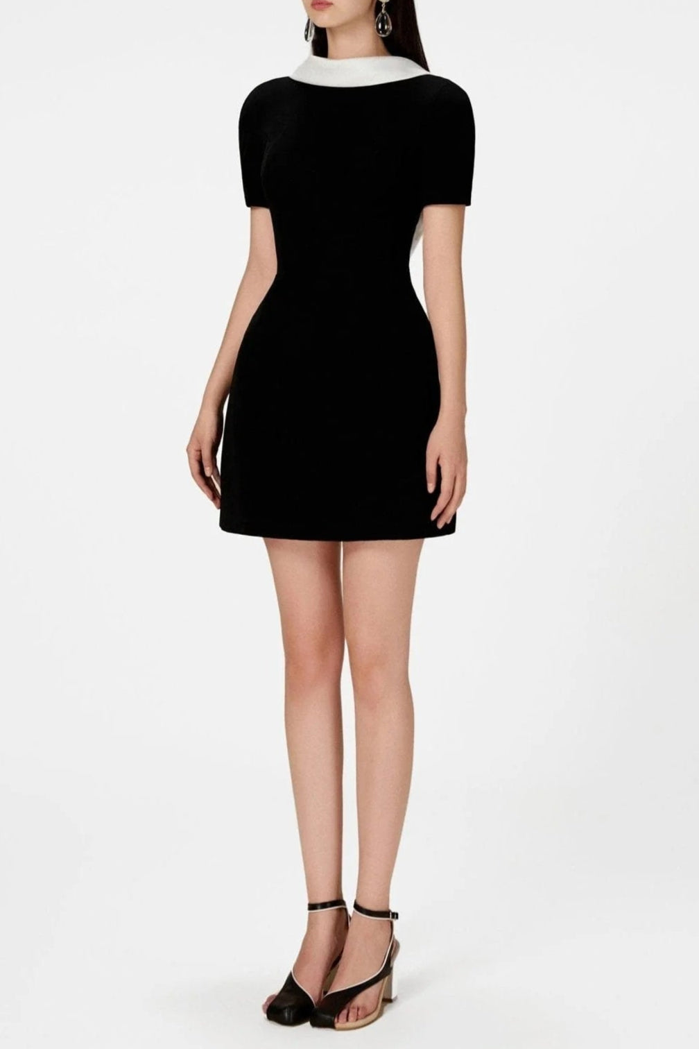COWL NECK BACKLESS MINI BLACK DRESS