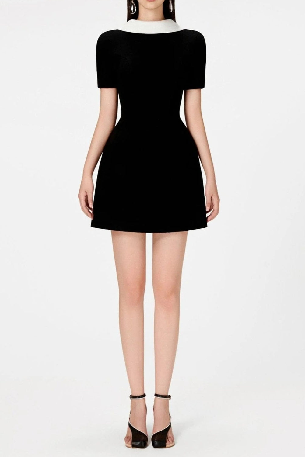 COWL NECK BACKLESS MINI BLACK DRESS
