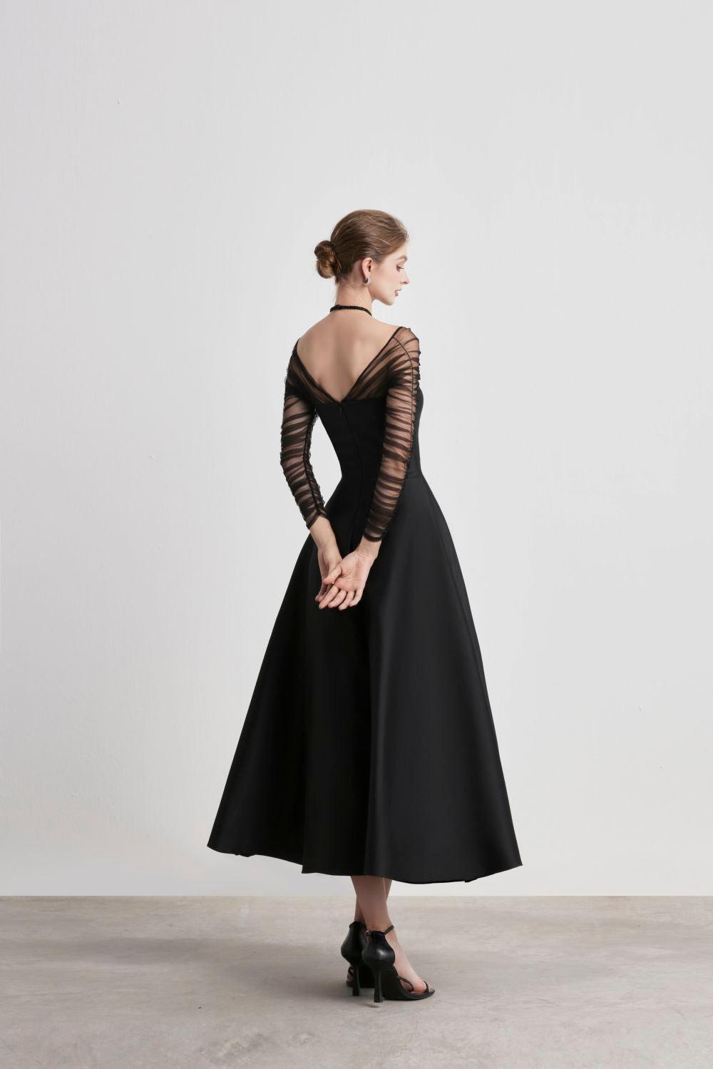 BLISS A-LINE HALTER MIDI DRESS TAFFETA