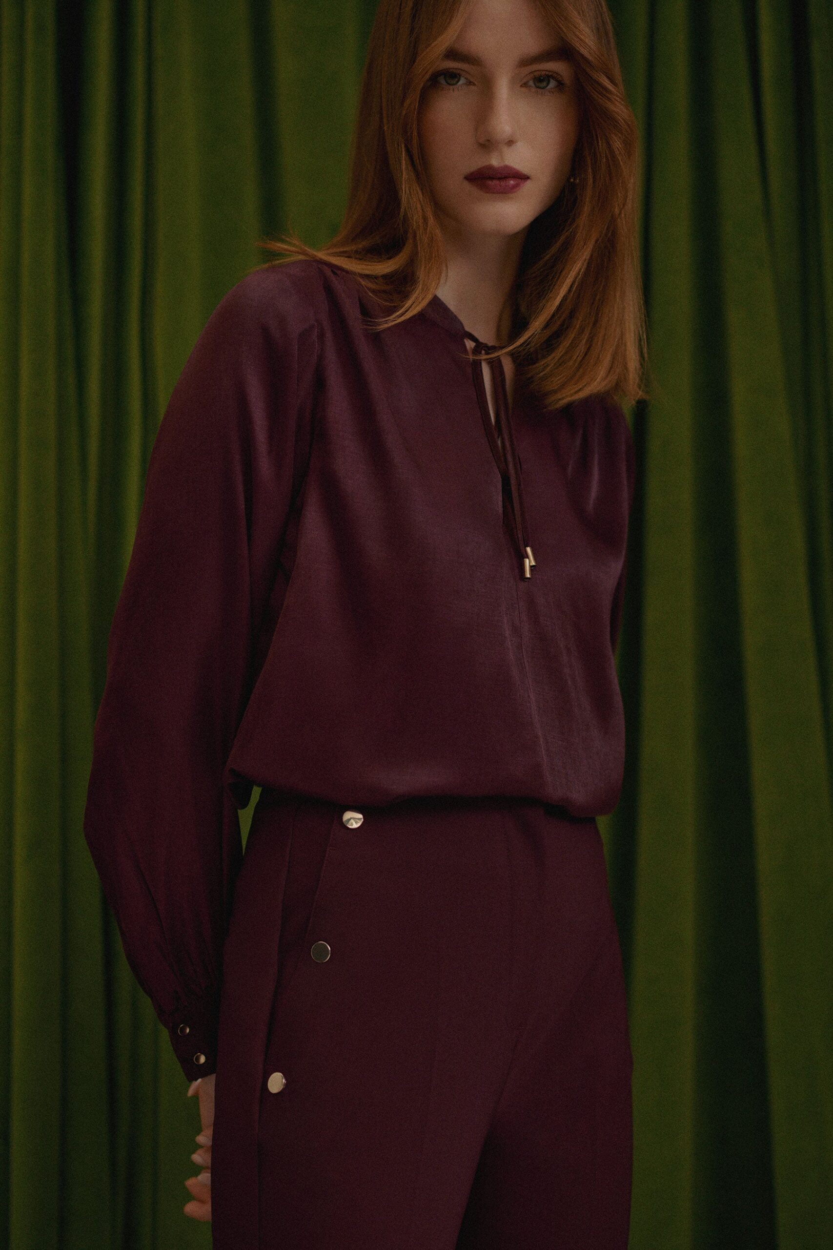 BURGUNDY VISCOSE BLOUSE FOR WORK & DATE NIGHT