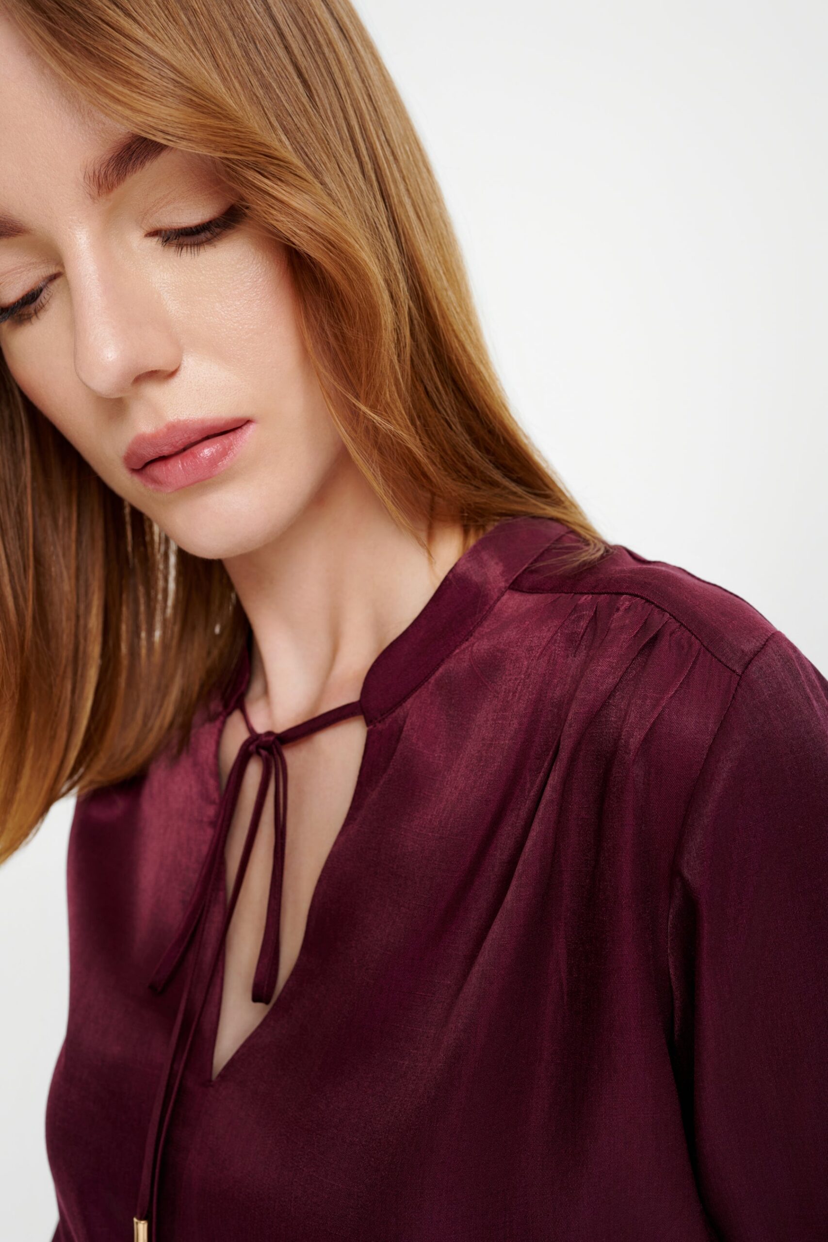 BURGUNDY VISCOSE BLOUSE FOR WORK & DATE NIGHT