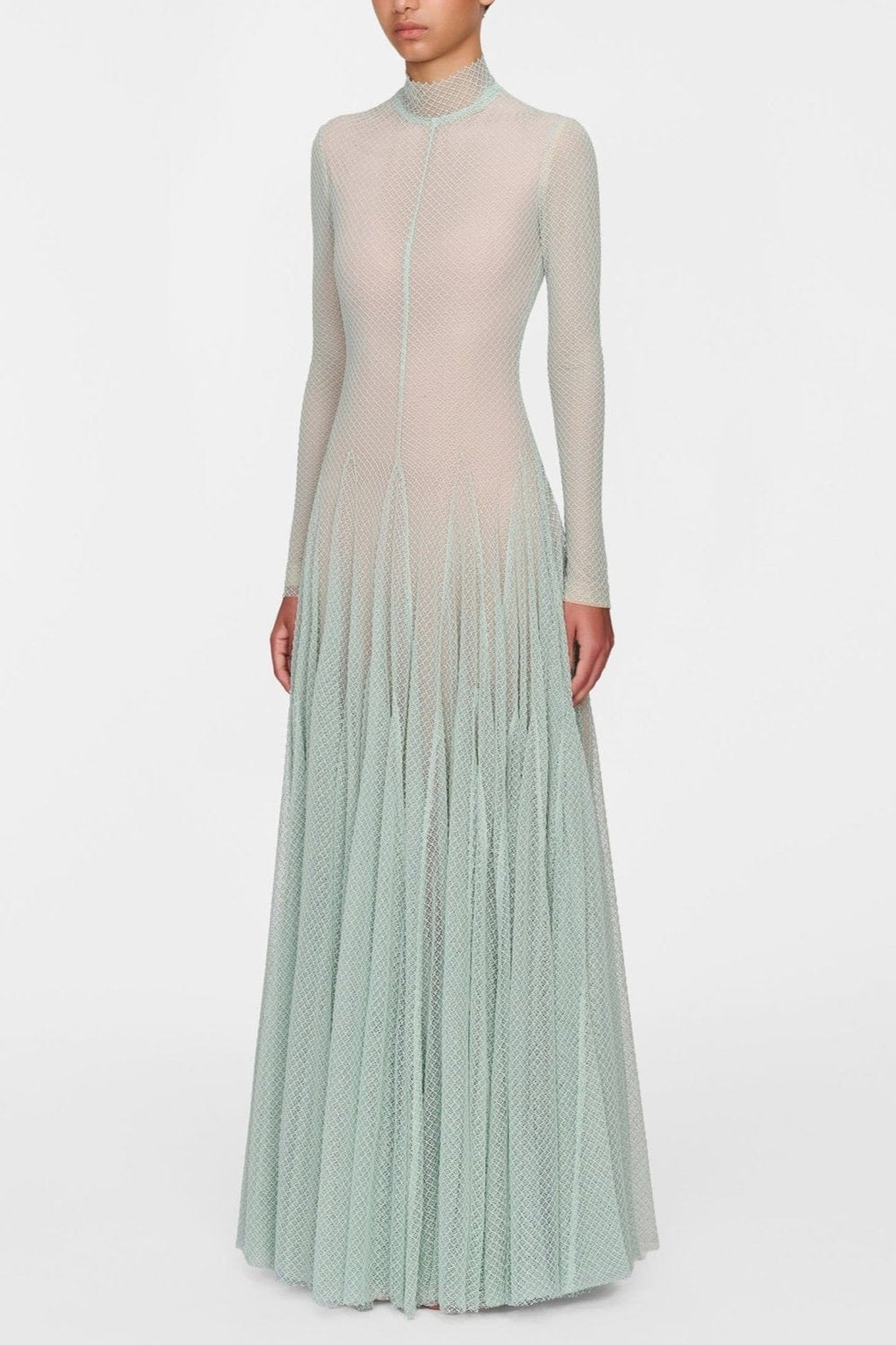 ANILA MINT MESH SLIM MAXI DRESS