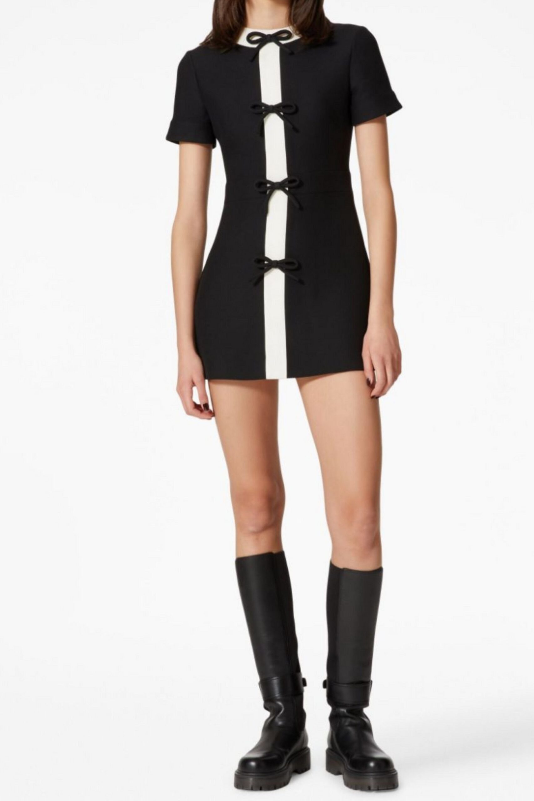 BLACK CREPE BOW MINI DRESS, COUTURE PARTY
