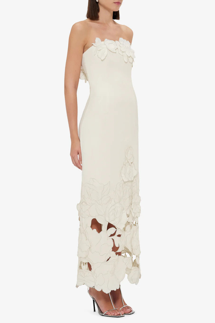 LOUISE APPLIQUÉ BUSTIER MAXI DRESS WHITE