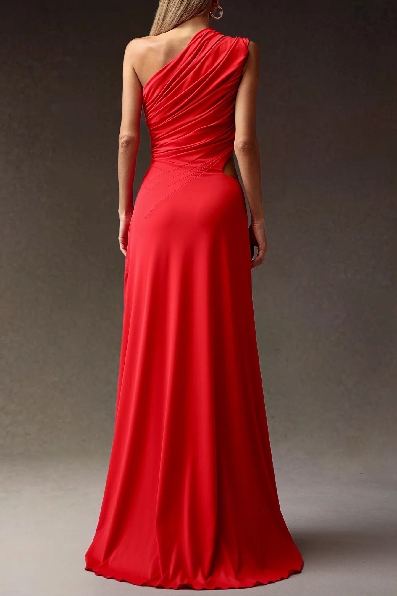 ATALANTA RED HIGH SLIT HOLLOW MAXI DRESS