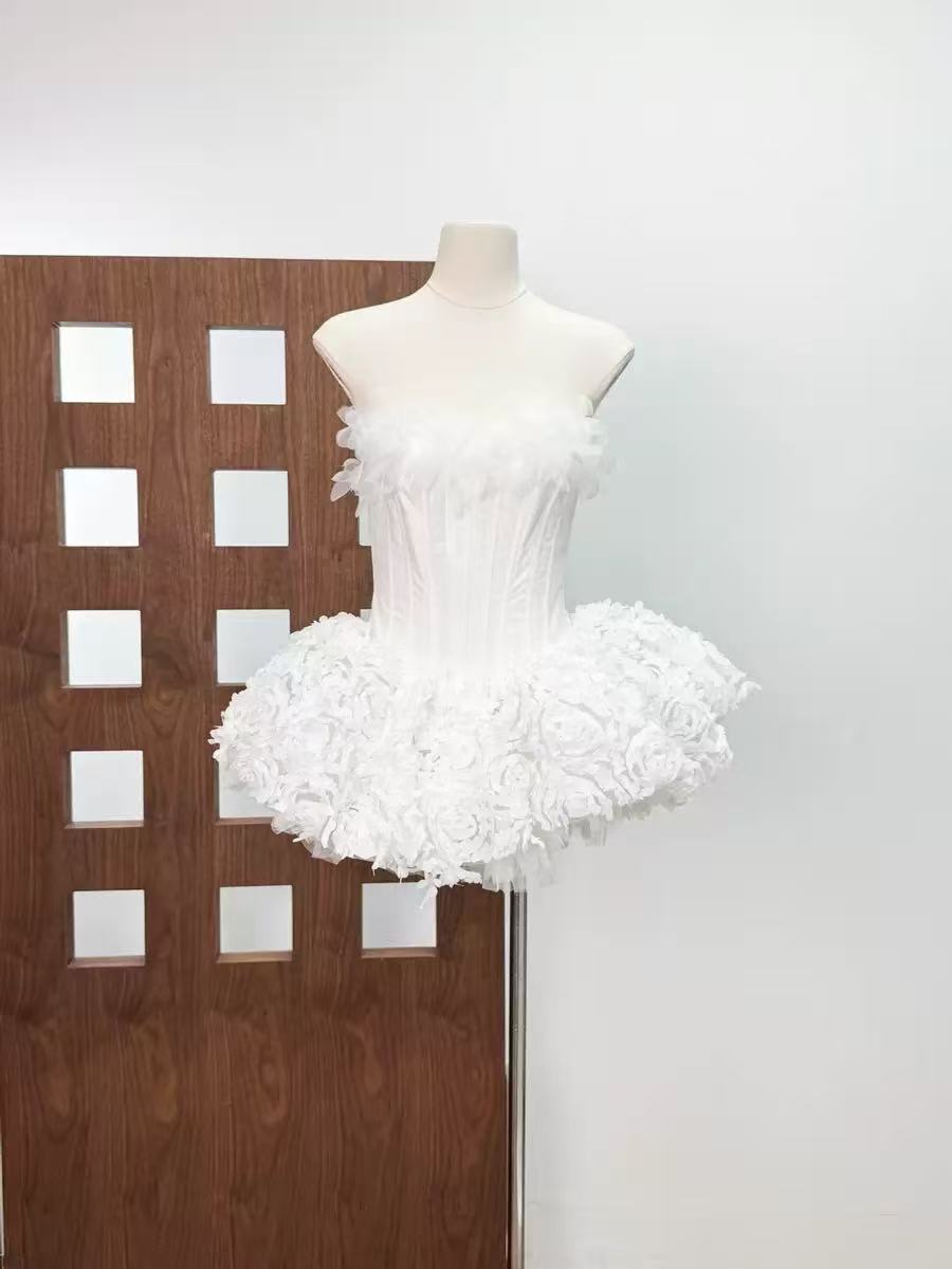 STRAPLESS FLORAL CORSET A-LINE DRESS